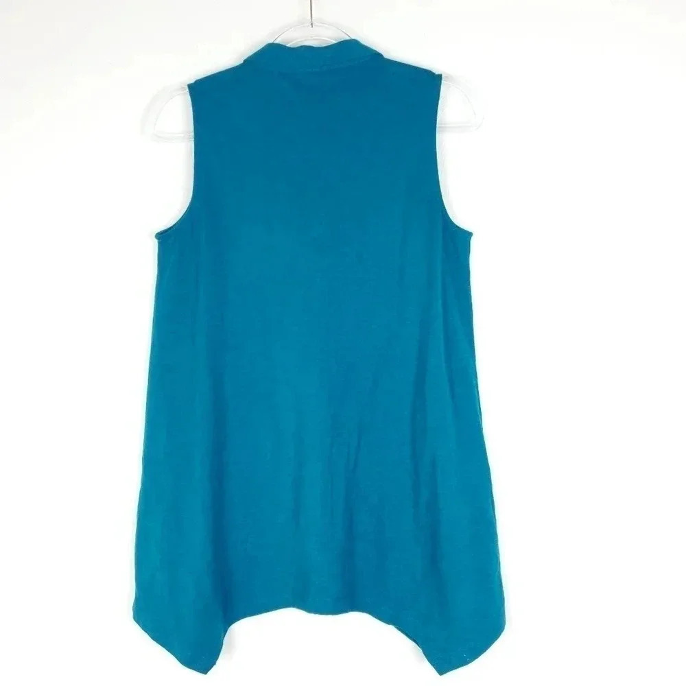 Soft Surroundings Danielle Button Top Tank Teal S - Picture 2 of 13